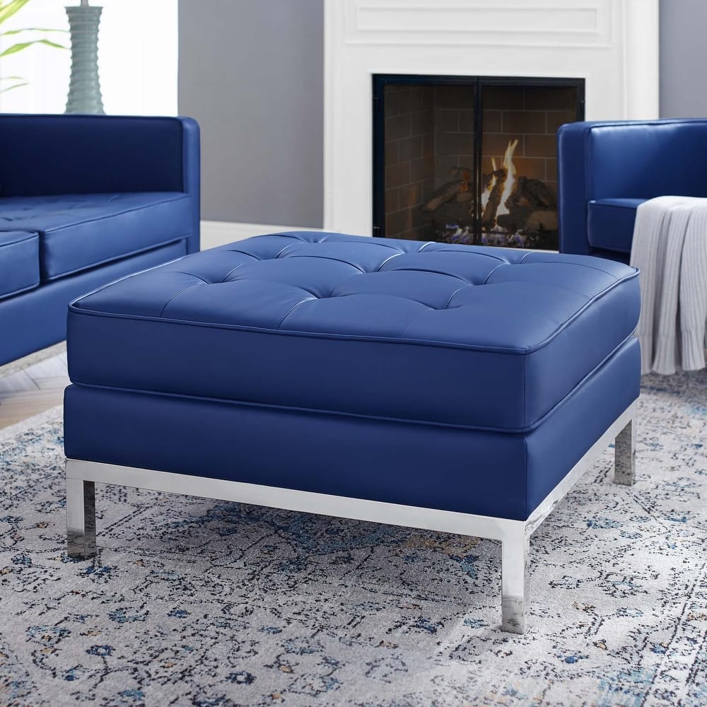 Loft Tufted Vegan Leather Ottoman