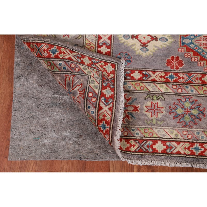 Hand Knotted Oriental 100% Wool Carpet Traditional All-Over Greys & Charcoal Kazak Area Rug - 9' 10'' X 8' 2''