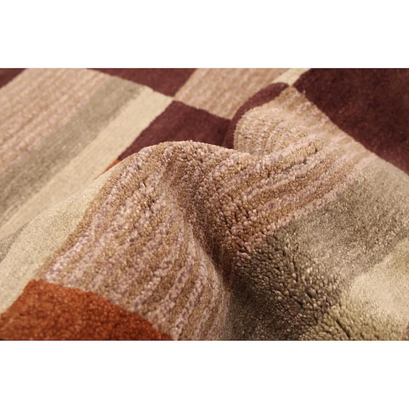 ECARPETGALLERY Hand-knotted Opulence Brown Wool Rug - 4'0 x 5'11