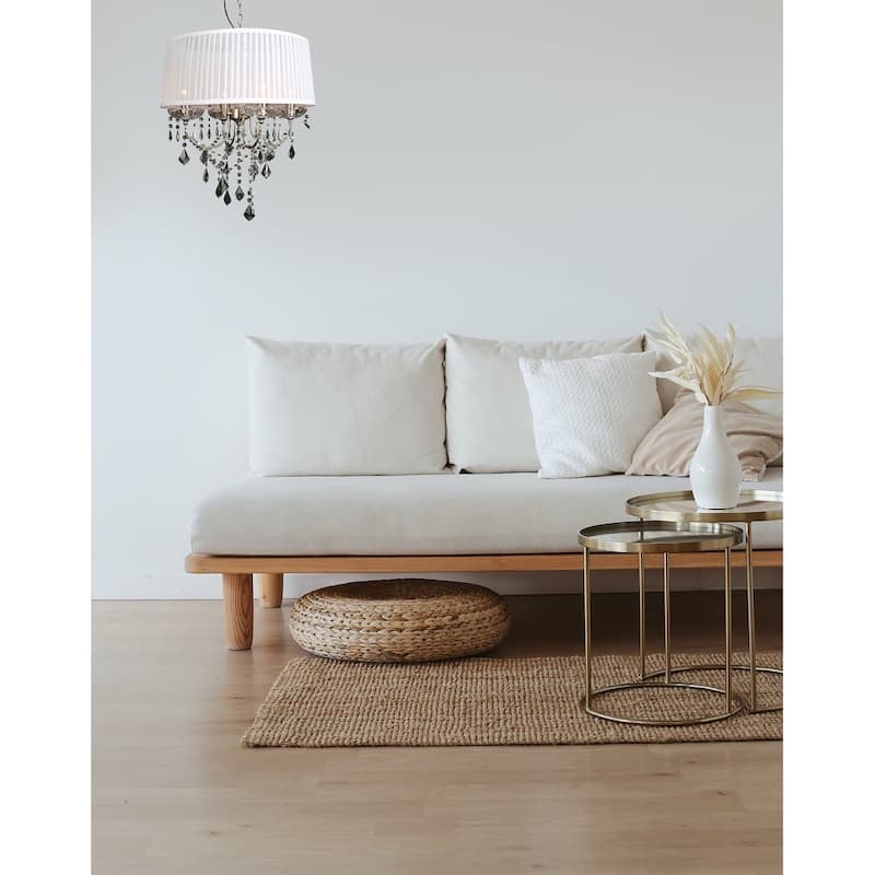 4-Light Chrome Chandelier With Crystals And A White Shade