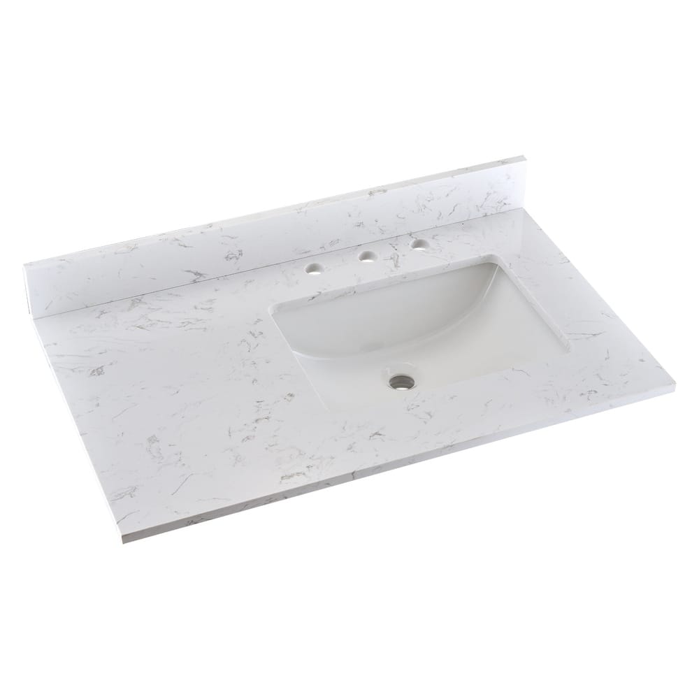 YASINU 36 Inch Engineered Marble Right Sink Vanity Top