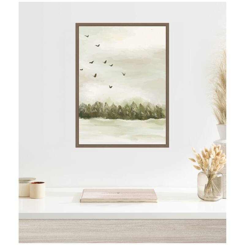 Kate and Laurel Sylvie Framed Canvas Winter Landscape 1 Vertical by Annie Quigley