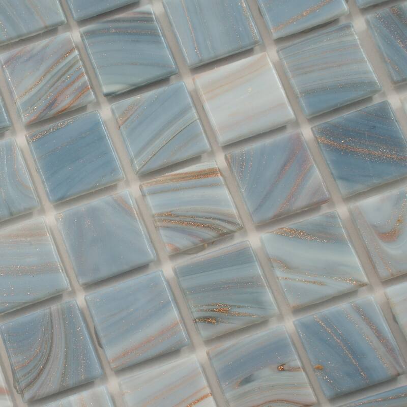 Apollo tile 12" x 12" Celestial Glossy Manatee Blue Glass Tile (20 sq ft/case) - 20 Pack