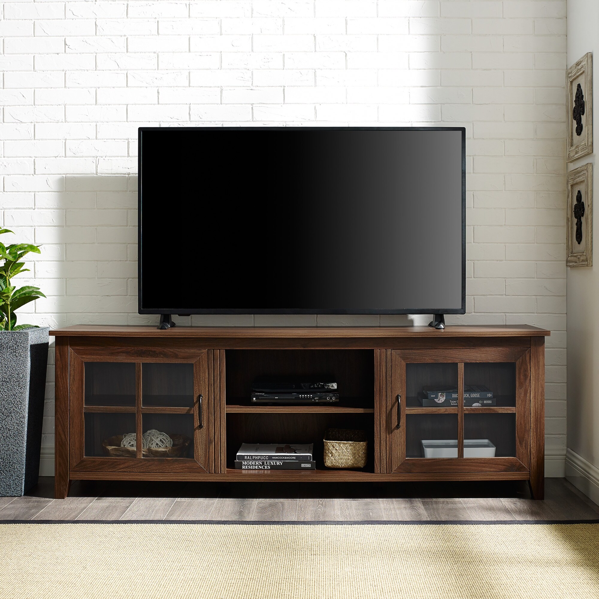 Shop Delacora We Bd70csgd 70 Wide Wood And Metal Media Cabinet
