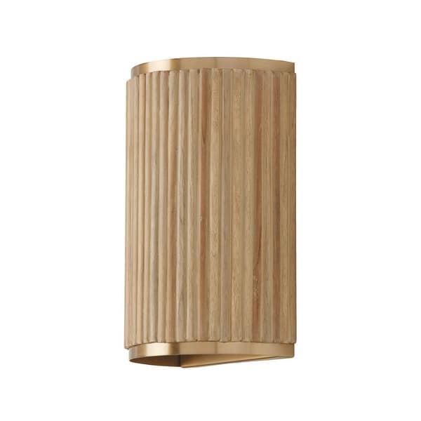 slide 2 of 10, Donovan 2-Light Sconce - 7.5"W x 12"H x 5"E White Wash and Matte Brass