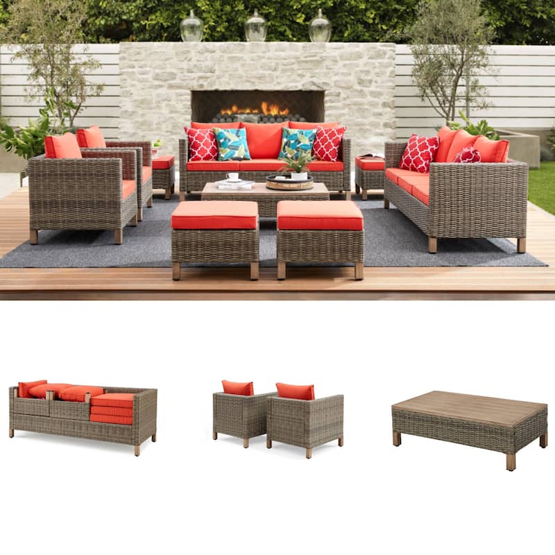 9 Piece Sectional Seating Group with Cushions