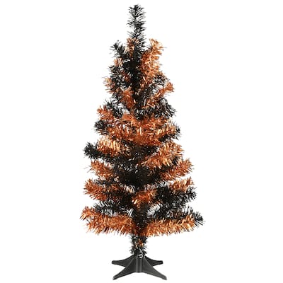 National Tree Company Halloween Tinsel Tree, Black, 24 inches