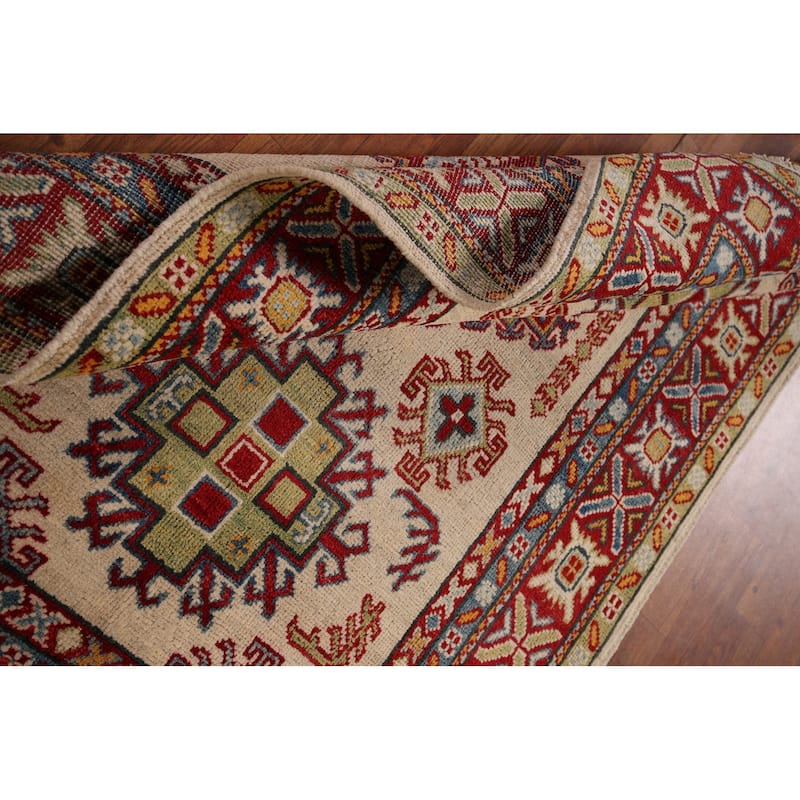 Kazak Oriental Accent Rug Handmade Beige Wool Carpet - 3'4" x 5'1"