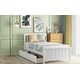 preview thumbnail 2 of 8, Enhance Bedroom Decor with this Stylish White Wood Platform Bed - Featuring Two Drawers and Enduring Solid Pine Craftsmanship
