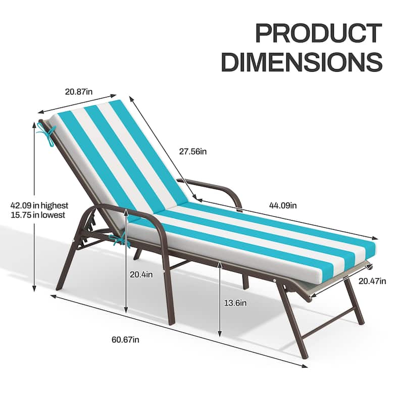Pellebant Outdoor Adjustable Patio Chaise Lounge Chairs with Cushions