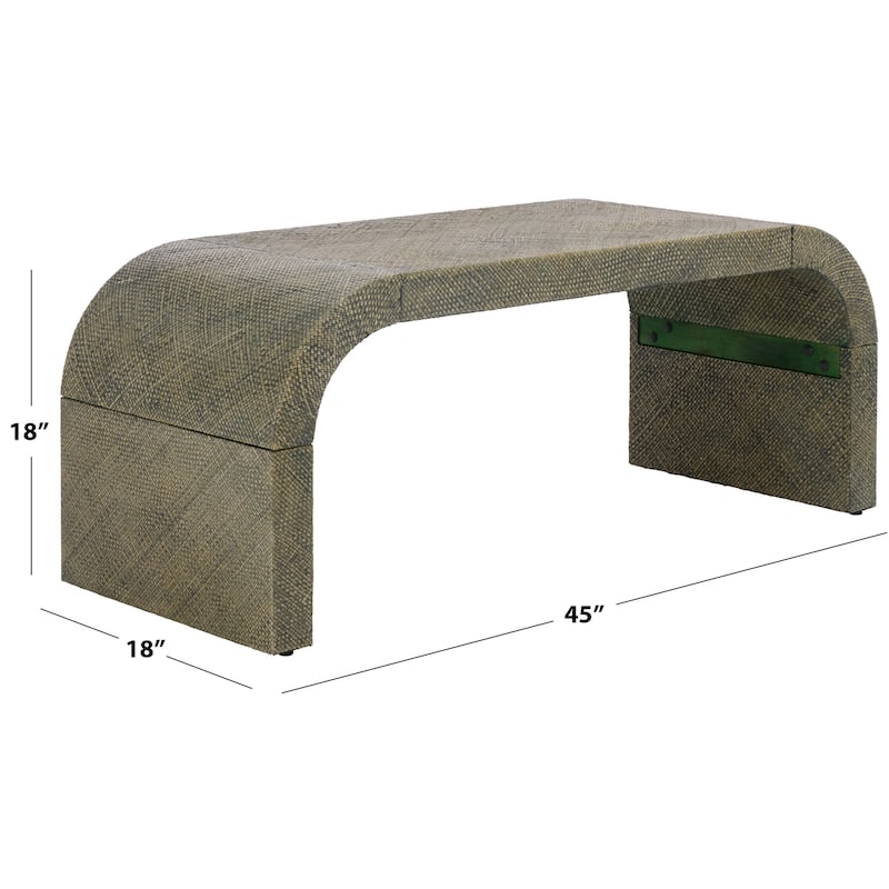 SAFAVIEH Home Pipat Curved Pandan Coffee Table, Fully Assembled - 18"W x 45"D x 18"H