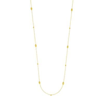 Curata 925 Sterling Silver Yellow Gold Plated Alternating Oval and Round Beads Cable Necklace