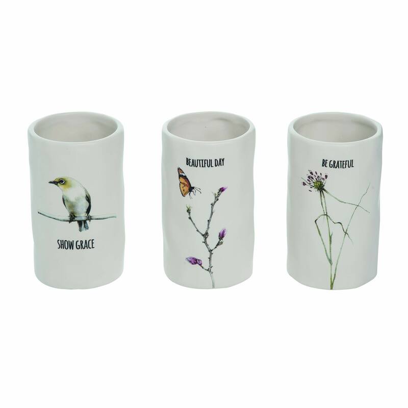 Transpac Small Dol Flora & Fauna Container Set of 3 Spring Home Decorations