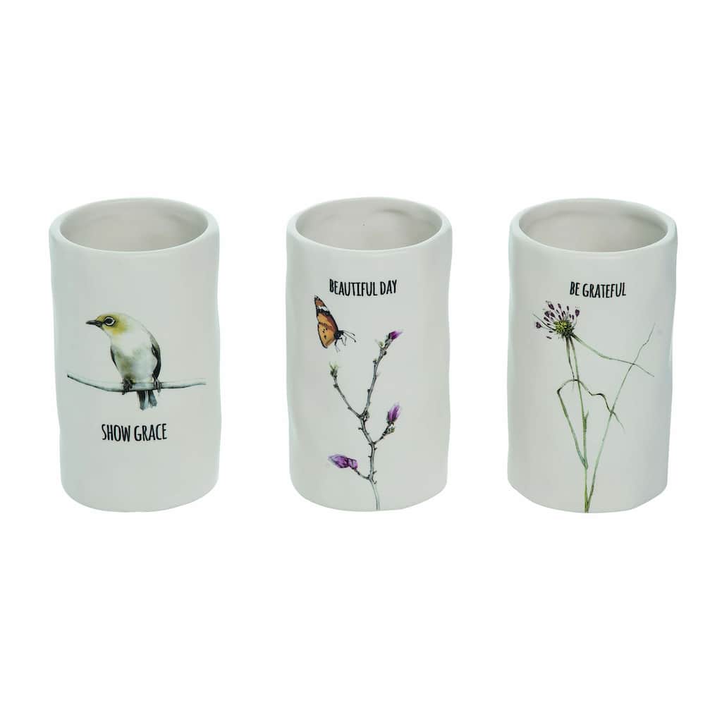 Transpac Small Dol Flora & Fauna Container Set of 3 Spring Home Decorations