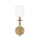 preview thumbnail 4 of 5, Abbie 1-light 5-inch Wall Sconce w/ White Fabric Shade