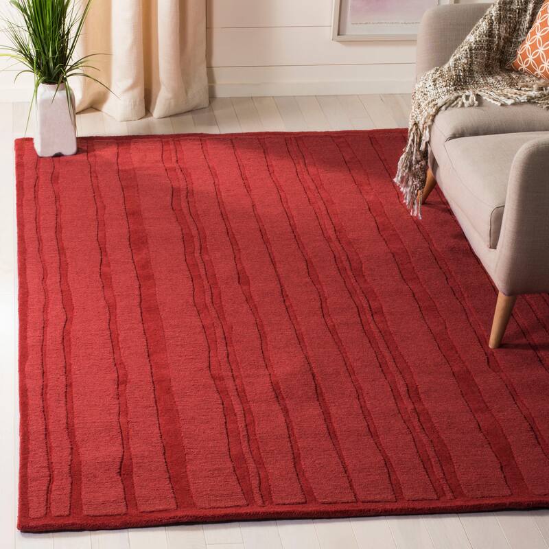 Martha Stewart by SAFAVIEH Freehand Stripe Wool Rug - 8' x 10' - Vermillion