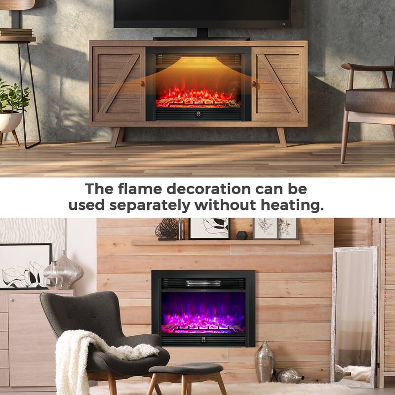 28.5'' Fireplace Electric Embedded Insert Heater Glass Log Flame - 28.5'' x 6'' x 21'' (L x W x H)