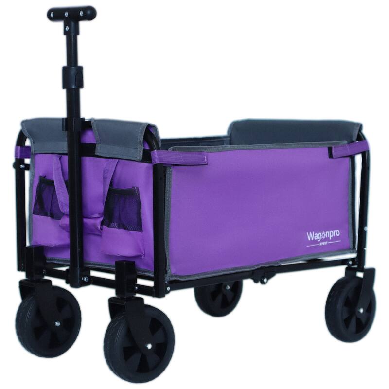 All-in-One Convertible Folding Wagon with Bench Seat, Storage & Dog Tether - Heavy-Duty Utility Cart