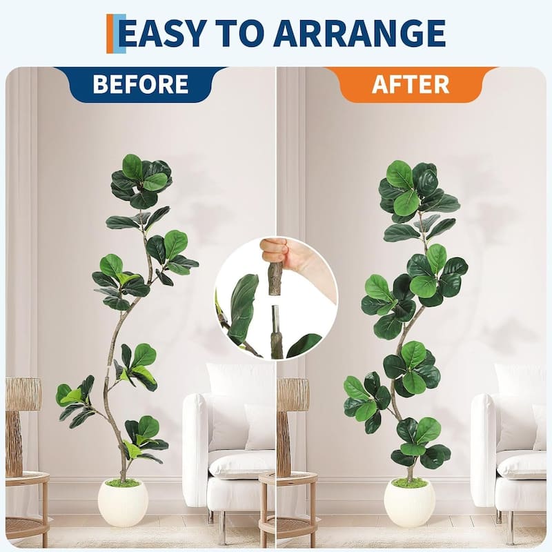 Fiddle Leaf Fig Artificial Tree, Fake Floor Plant for Home Decor