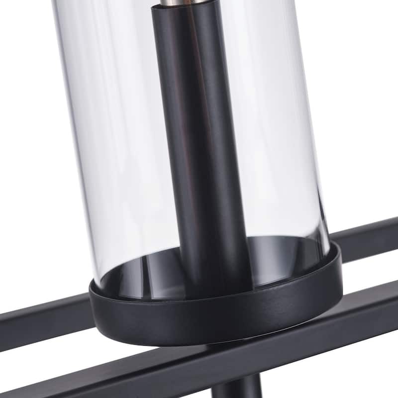 Farmhouse 5-Light Rectangle Metal Frame Kitchen Island Chandelier with Glass Shades