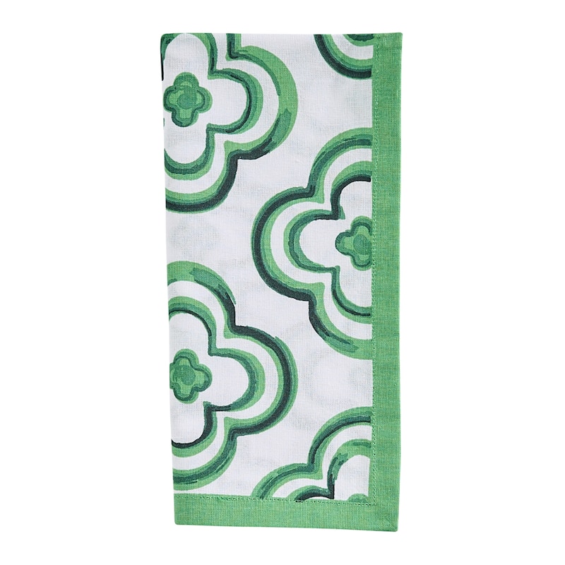 Patricia Heaton Home Green Geo Printed Napkin Set of 4 - 18 x 18 x 0.1
