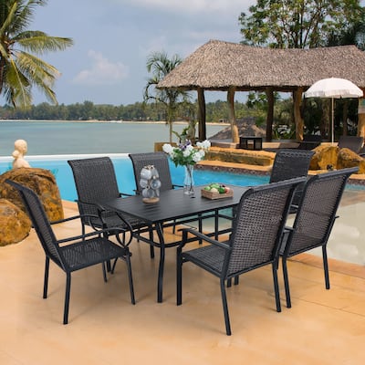 Sophia & William Outdoor 7-piece Metal and Faux Rattan Dining Set