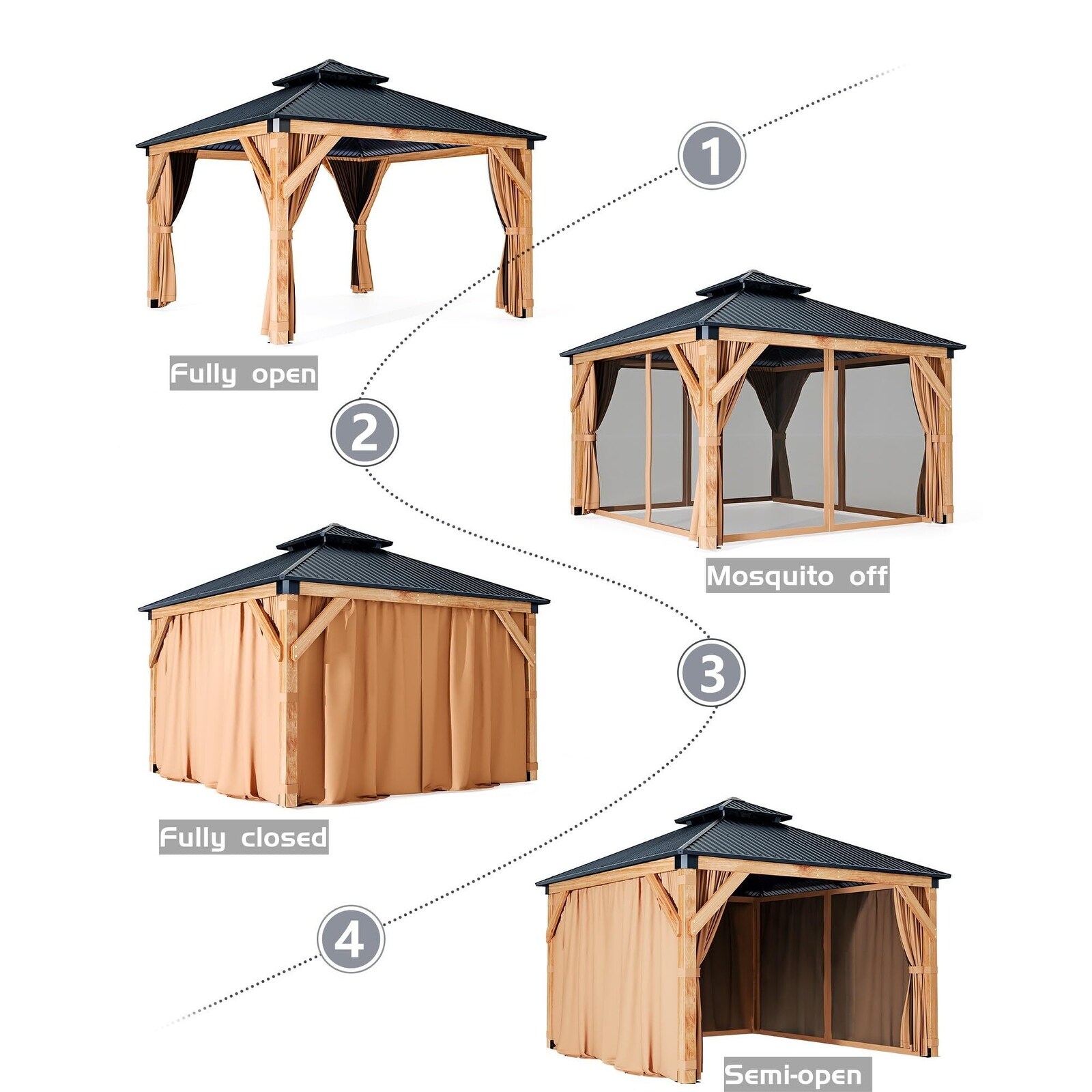 Hardtop Wood Gazebo 10'x10',10'x12',12'x12' ,12'x16',12'x20