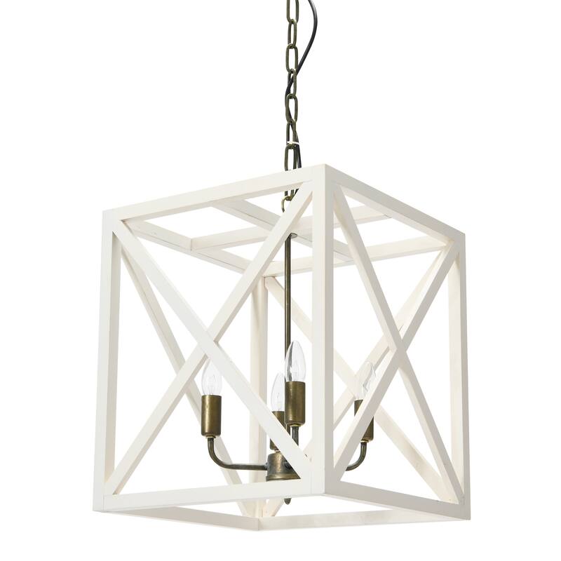 Rectangular Wood & Metal Pendant Light