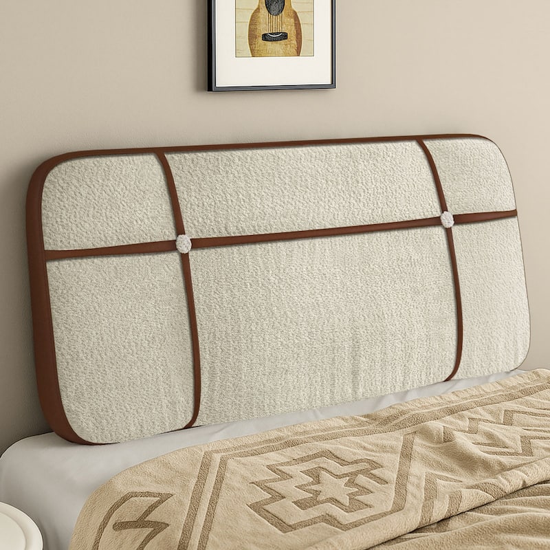WOWMAX Mid Century Modern Upholstered Backrest Pillow, Large Floor Cushion, Headboard Pillow With Bolster Support, Beige - Full
