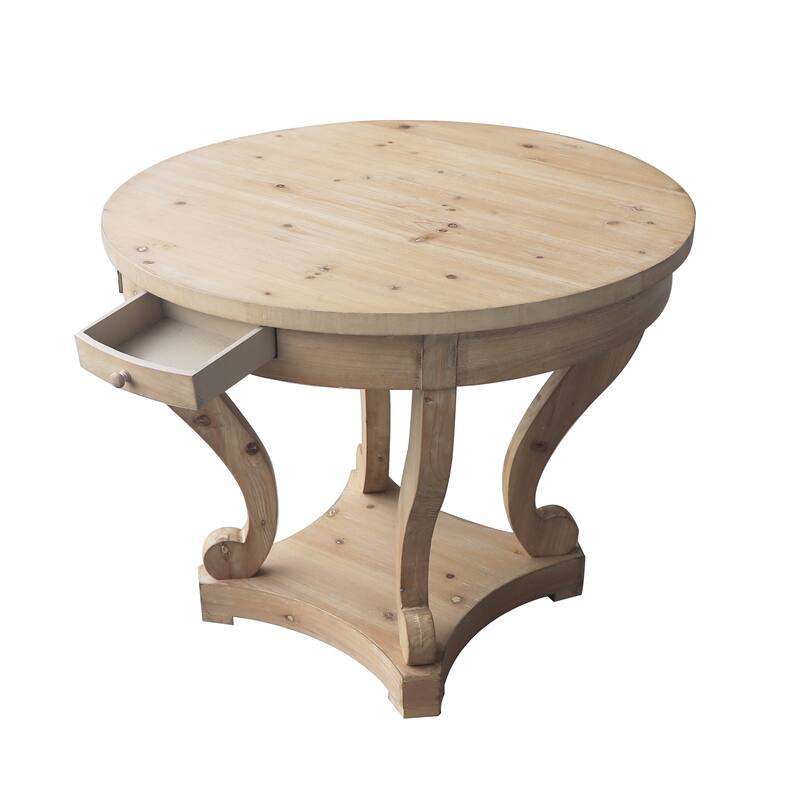 Curved Legs Farmhouse Style Small Size Round Dining Table Side Table Coffee Table for Dinette, Kitchen