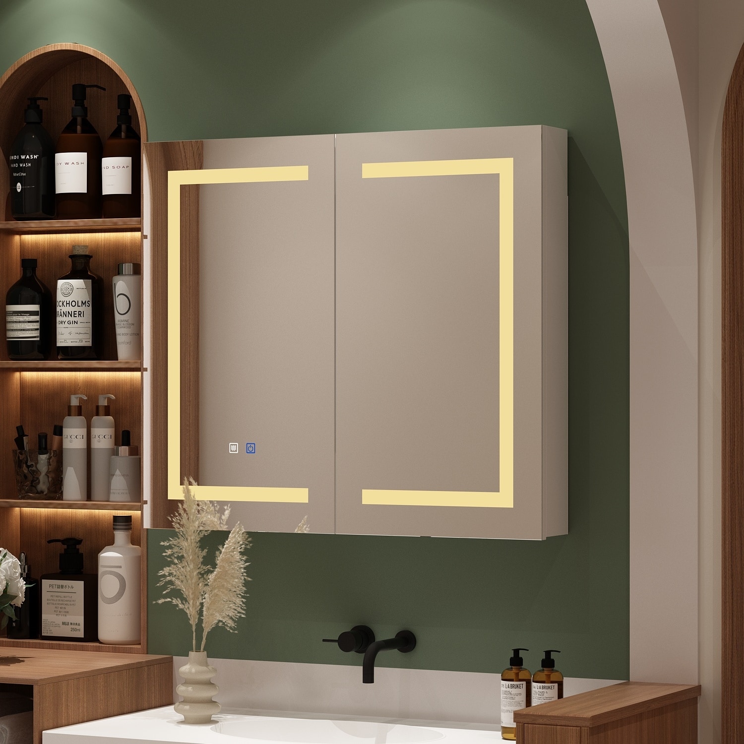как выглядит Mirror Medicine Cabinet with Lights Mirrored Cabinet фото