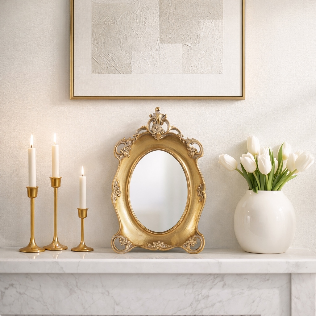 Elegant Oval Tabletop Framed Mirror - 11.5"