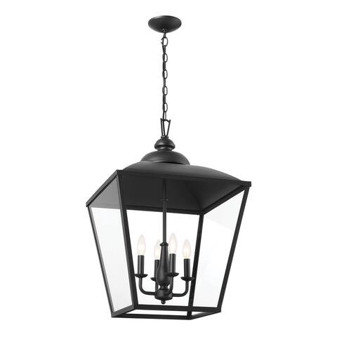 Kichler Lighting Dame 27 inch 4-Light Foyer Pendant Textured Black with Clear Glass