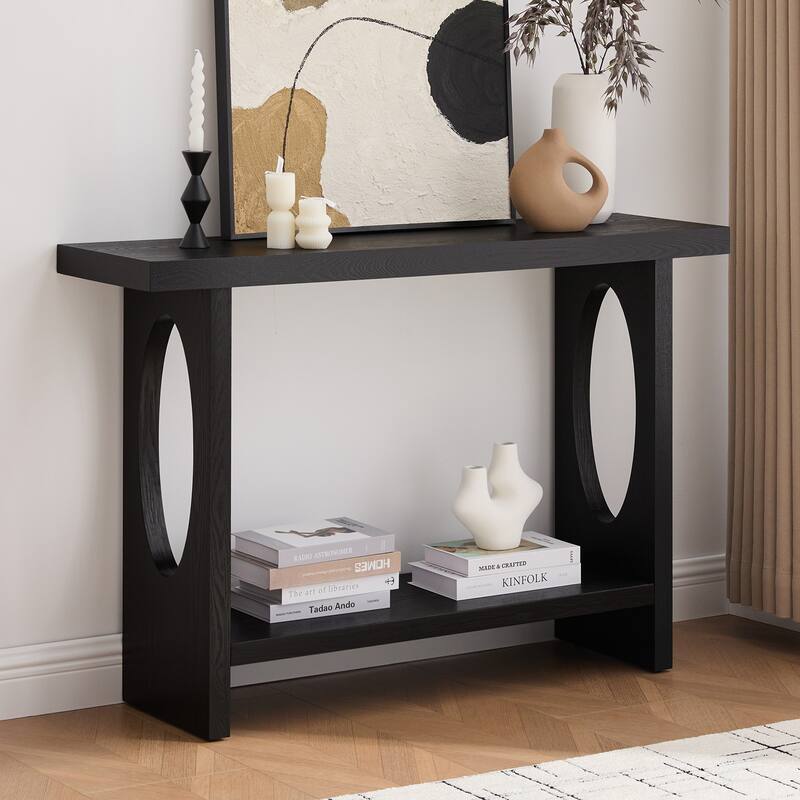 47.24" Solid Wood Veneer Console Table Entryway Sofa Table - 31.5"H x 47.24"L x 13.78"W