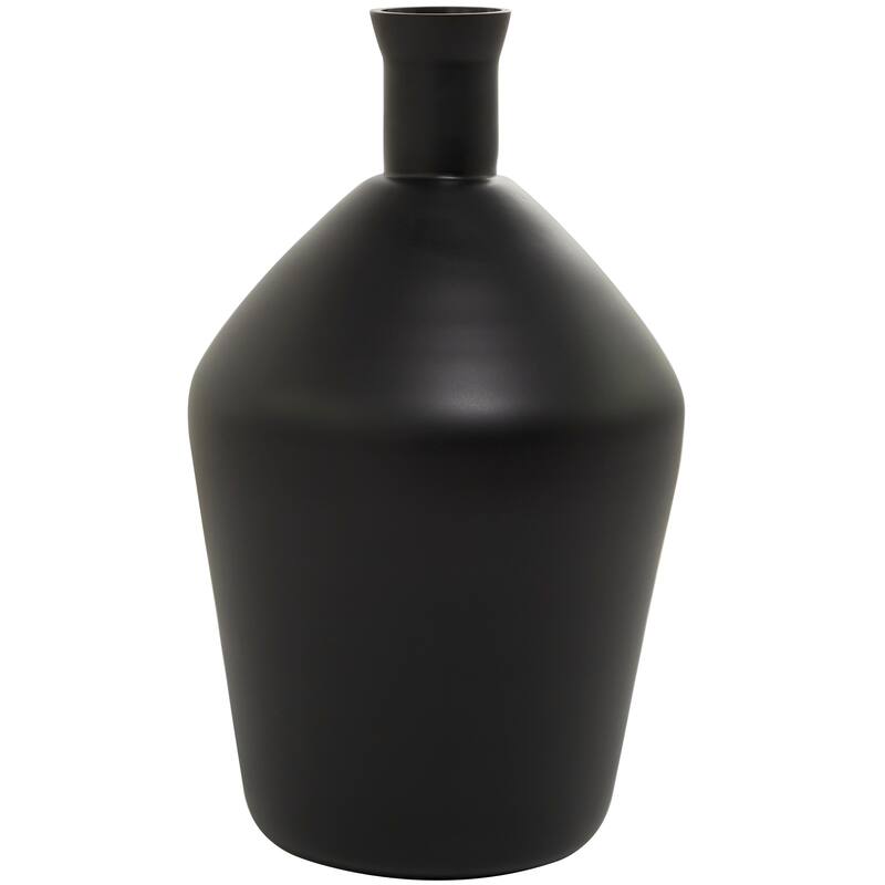 Black Glass Decorative Vase - 9"W, 15"H