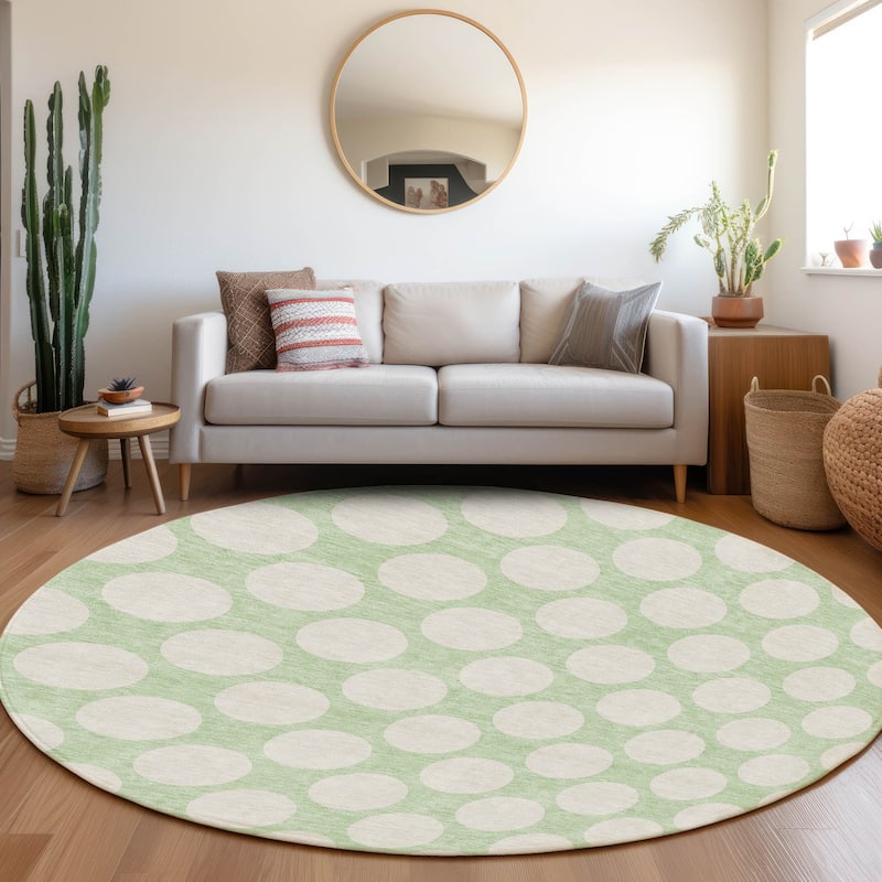 Machine Washable Indoor/ Outdoor Chantille Modern Dots Rug