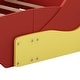 preview thumbnail 14 of 13, Red Twin Size Wood Race Car-Shaped Platform Bed with Wheels