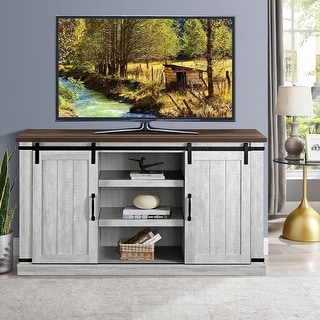 65 Inch TV Stand Rustic Low Profile Media Console Wood Farmhouse Shabby Chic New 
