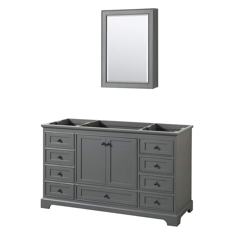 Wyndham Collection Deborah 59-1/4" Free Standing Single Wood Vanity - Dark Gray / Matte Black Hardware