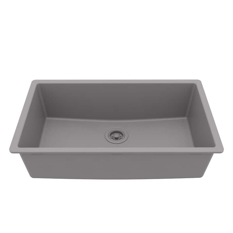 Karran Undermount 32.5 in. Large Single Bowl Quartz Kitchen Sink - Grey