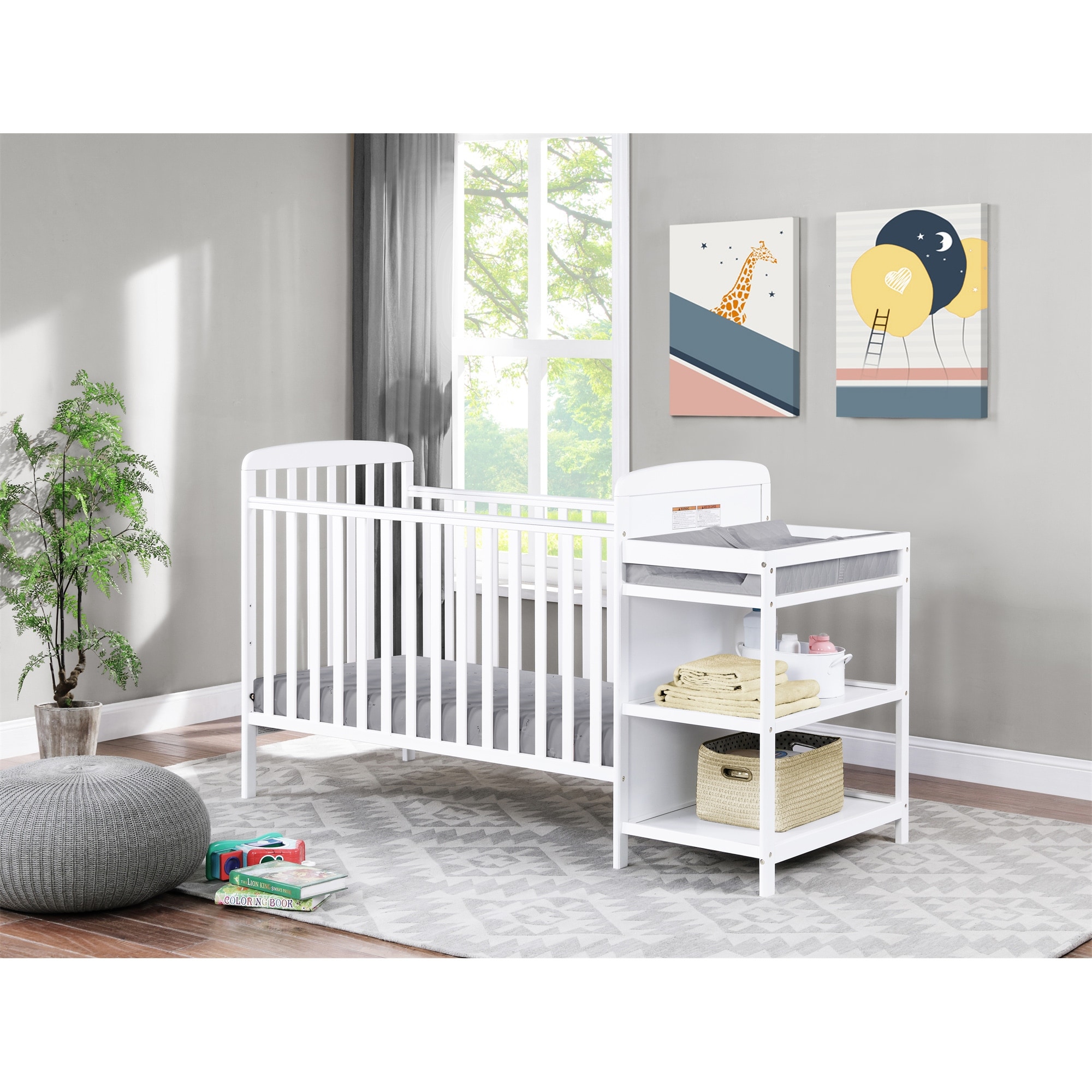 3 in 1 Convertible Crib and Changer Combo White