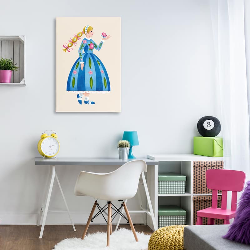 Stupell Blonde Folk Girl & Butterfly Canvas Wall Art Design By Hannah Moren