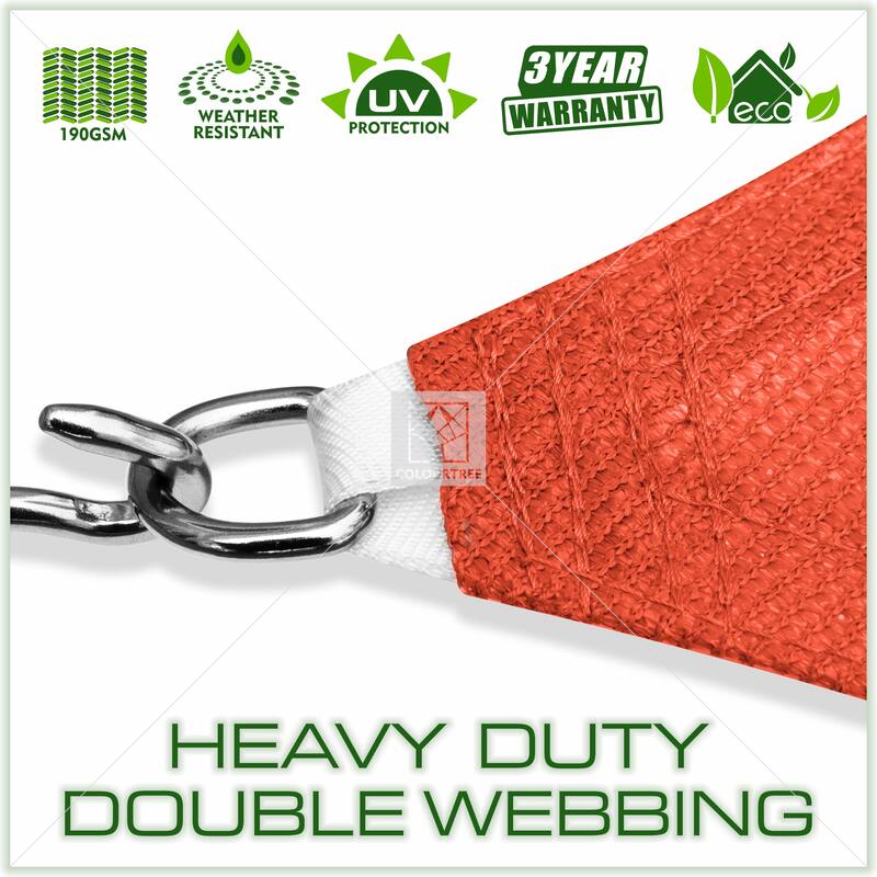 ColourTreeUSA Right Triangle Sun Shade Sail HDPE with Winch Hardware Installation Kit