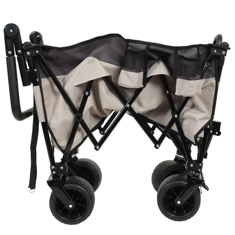 Versatile Push-Pull Folding Wagon Cart – Features 360° Rotating Handle & All-Terrain Wheels, Heavy-Duty Adjustable Design .