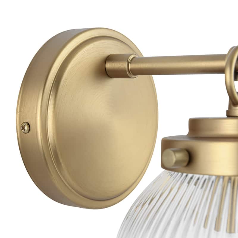 6.3''W 1-Light Brushed Brass Ribbed Glass Single Globe Wall Sconce - Brushed Brass
