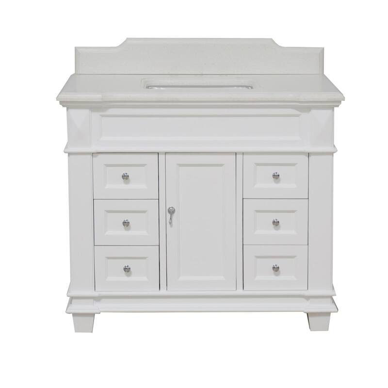 KitchenBathCollection Elizabeth 42" Bathroom Vanity with Quartz Top
