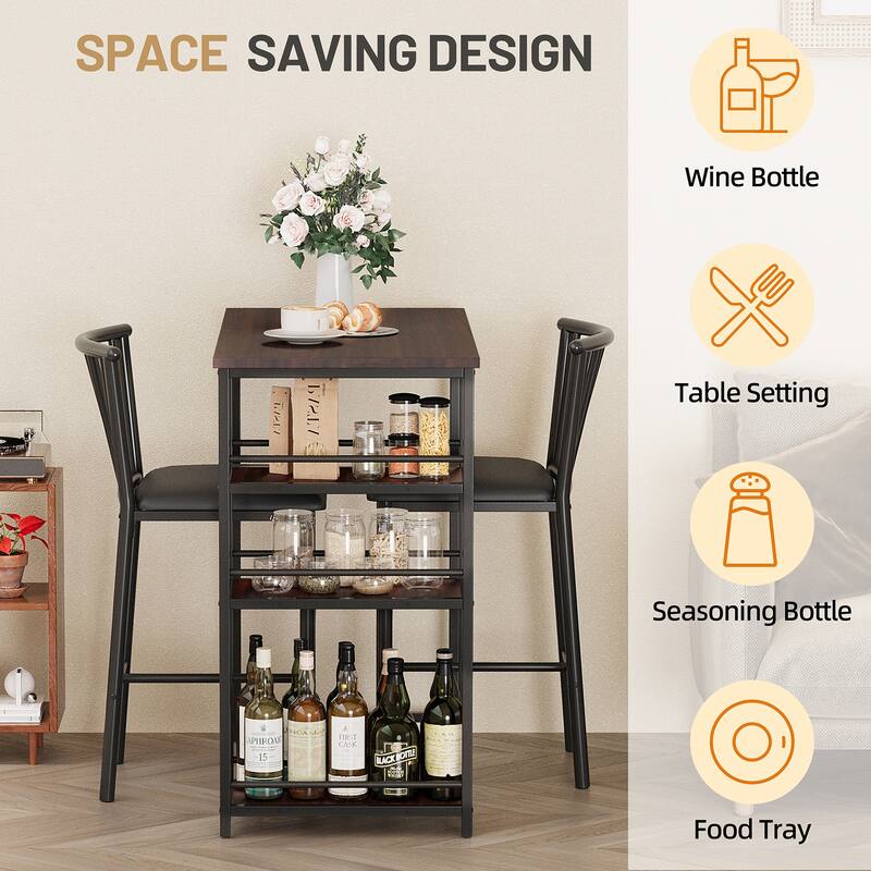 Futzca Dining Table Set, Kitchen Bar Table and Chairs, 3 Or 4 Pieces