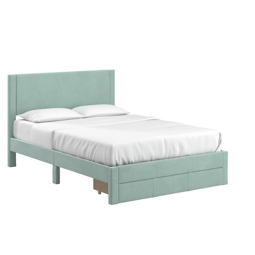 Parkfield Pleated Velvet Storage Queen Platform Bed with Drawer by iNSPIRE Q Modern