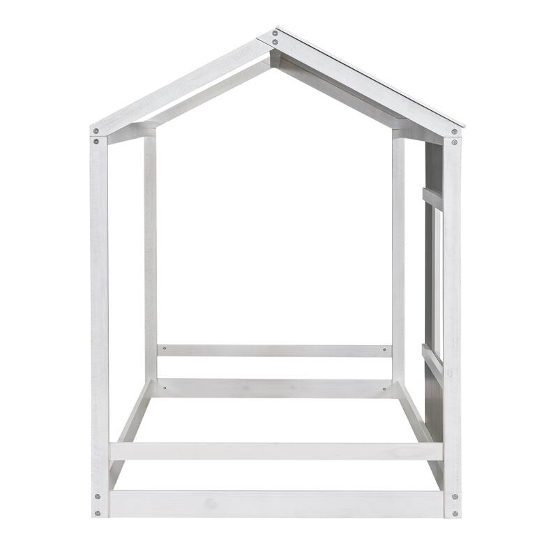 Twin House-Shaped Platform Bed with Roof and Window, Sturdy Pine Wood & MDF Frame - Perfect for Kids' Bedrooms, Easy Assembly