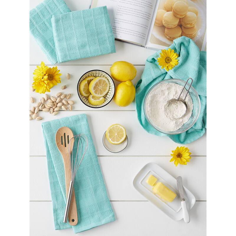 DII Solid Honey Gold Windowpane Terry Dishtowel 4 Piece